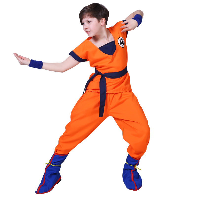 Dragon Ball Son Goku Training Costume full Outfits Chinese Character 'Goku' Men and Kids