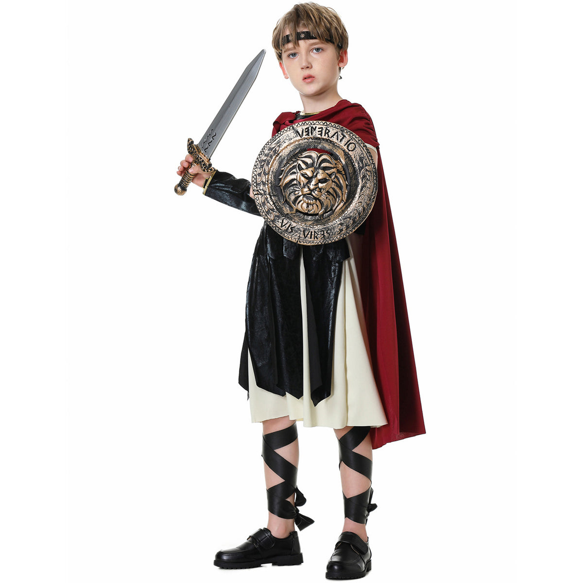 Spartacus Costumes Spartan Warriors Cosplay Full Outfit with Shield Sword For Kids Halloween