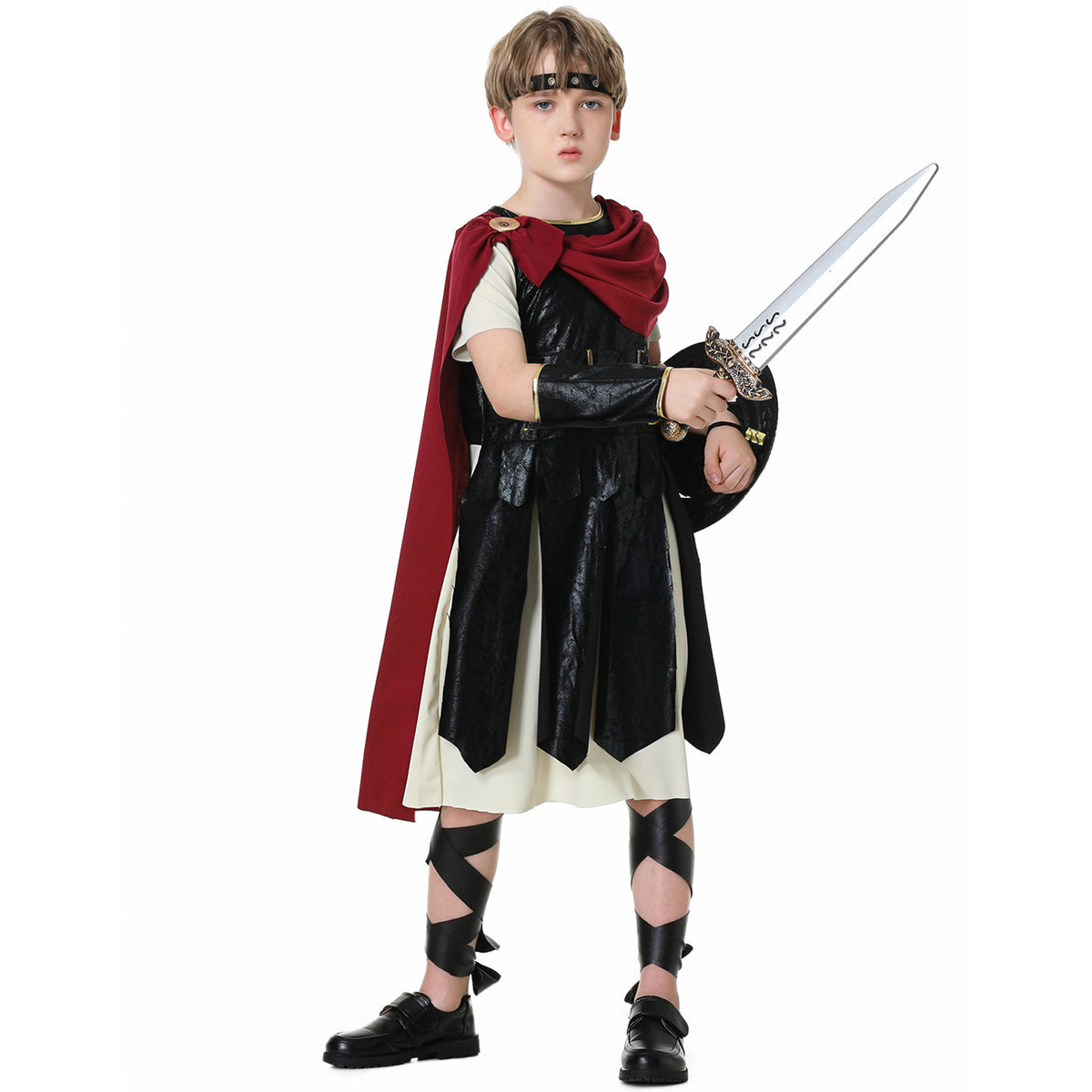 Spartacus Costumes Spartan Warriors Cosplay Full Outfit with Shield Sword For Kids Halloween